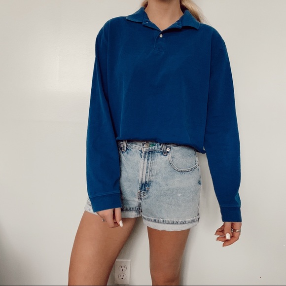 Urban Outfitters Tops - blue cropped collared top